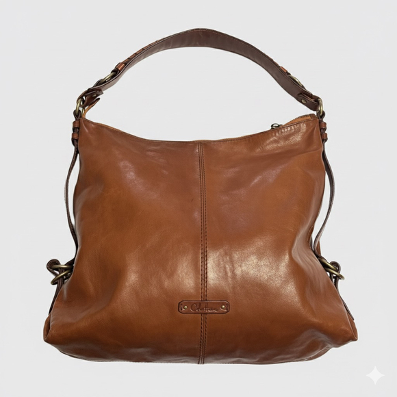 Cole Haan Handbags - Cole Haan Village Leather Hobo Shoulder Bag Large Purse Brown Woven Strap